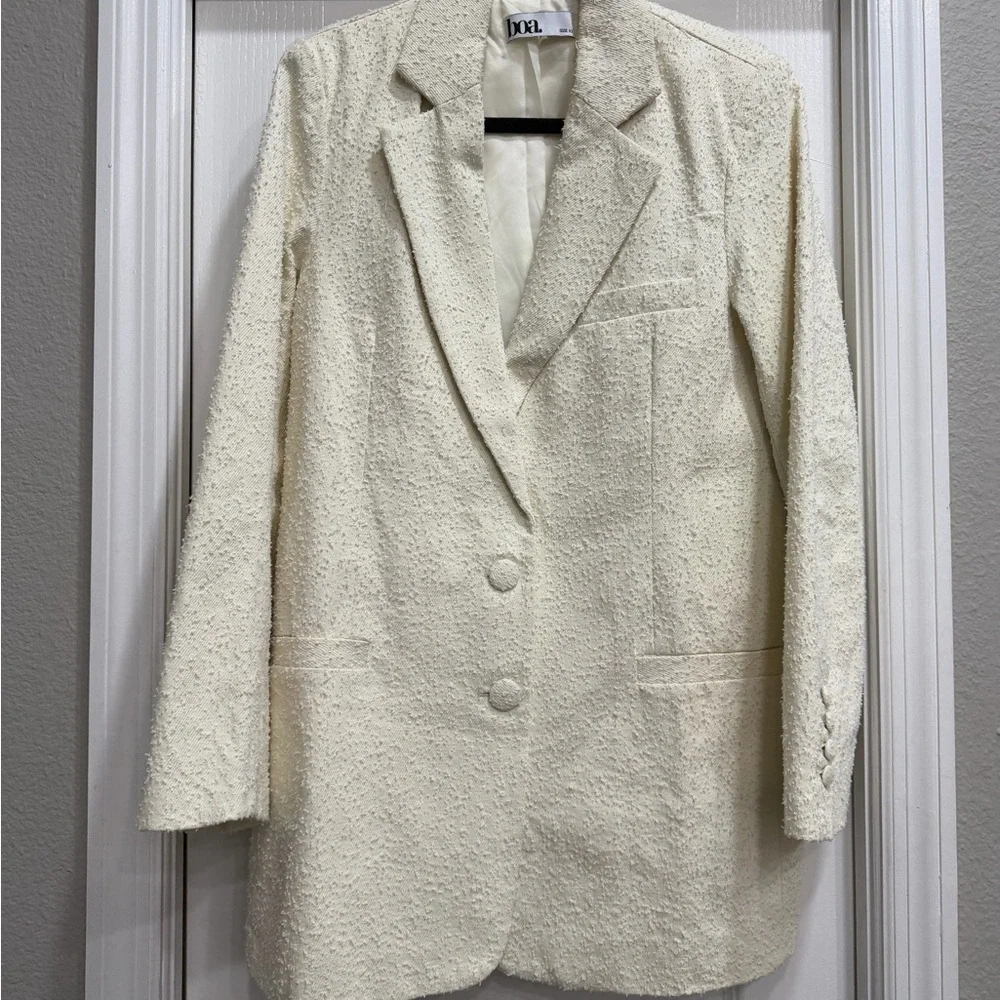 White Belted Mini Dress Blazer